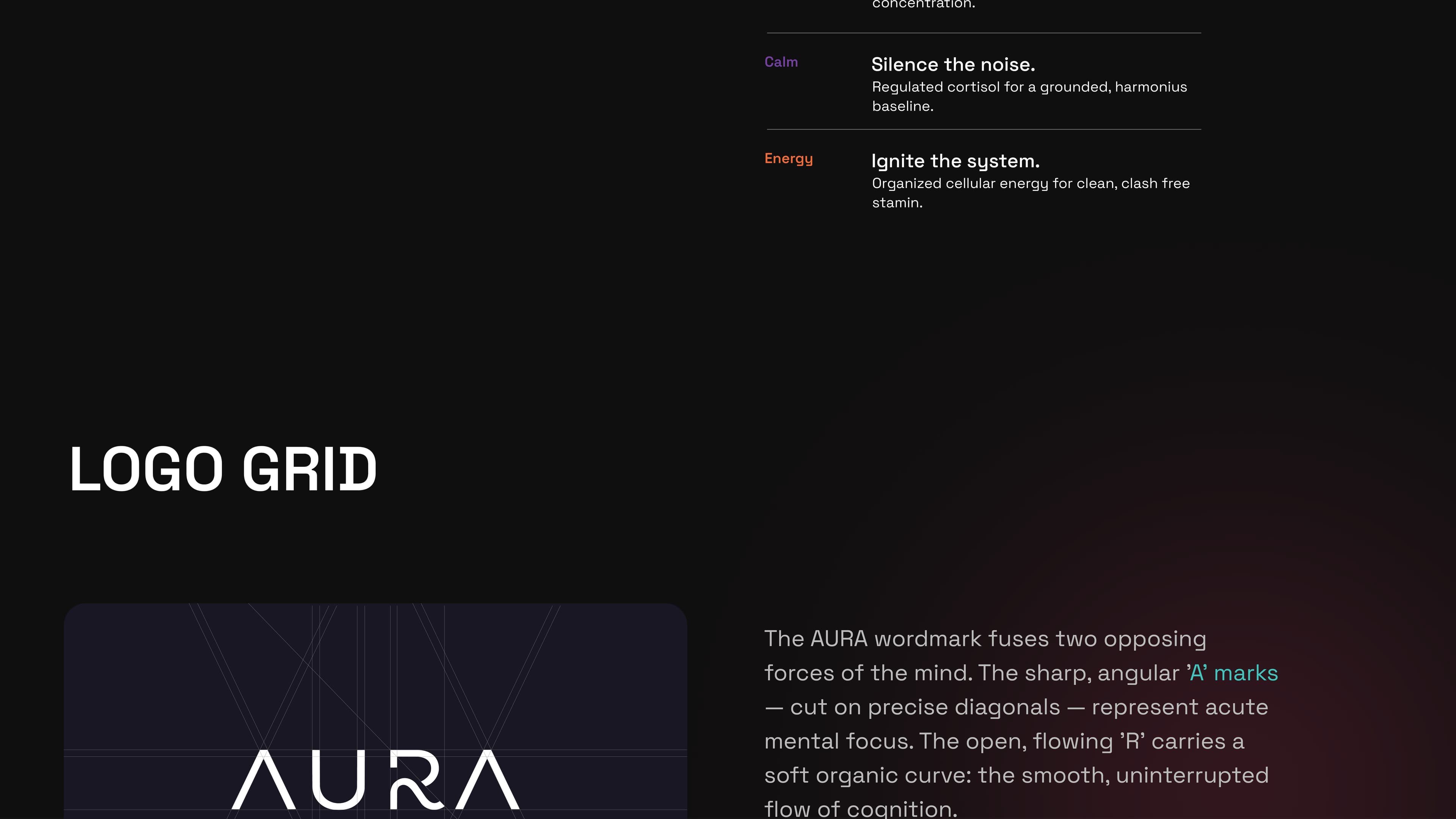 AURA wordmark construction and logo grid.