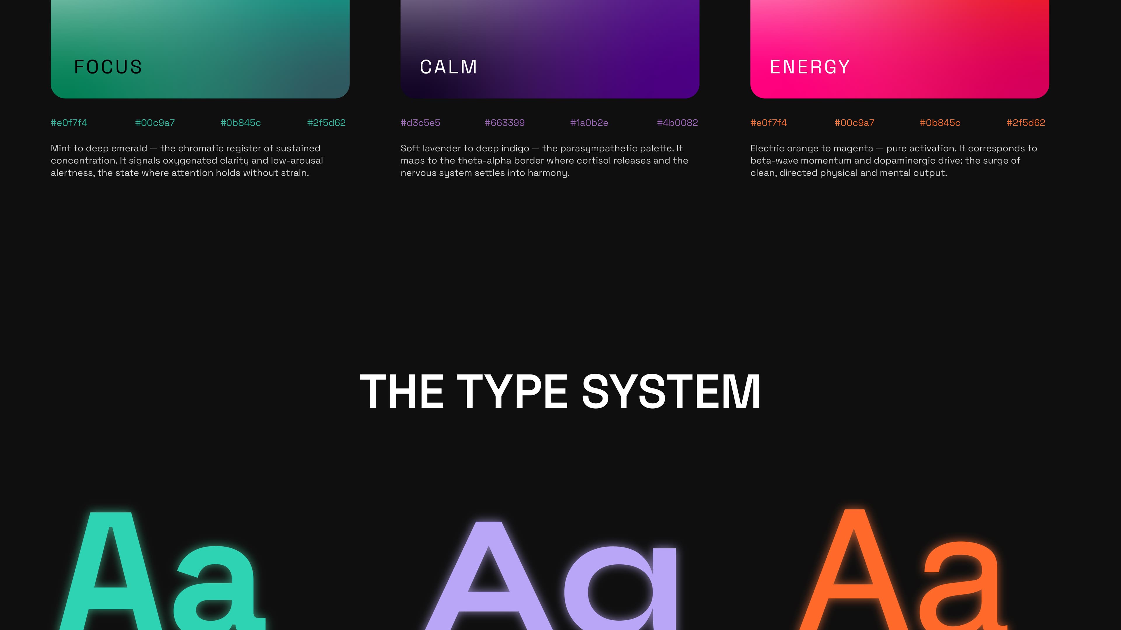 AURA color palettes and typography system.