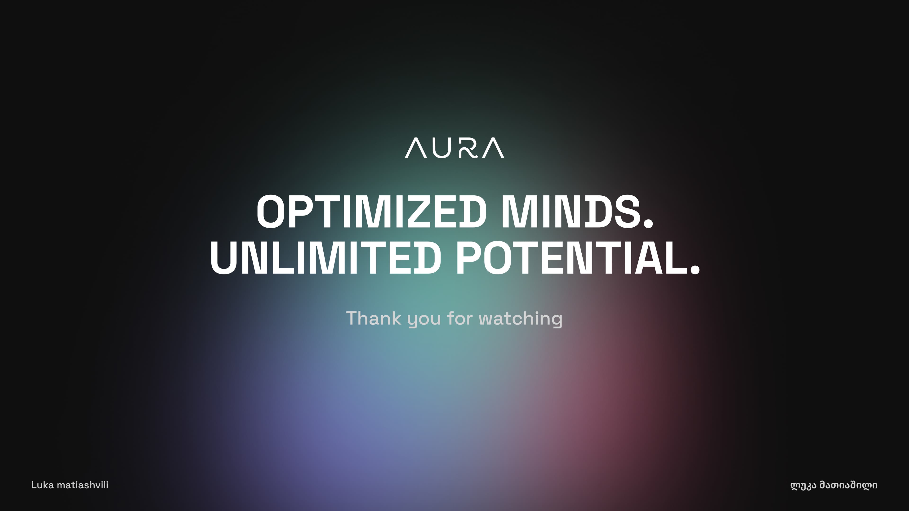 AURA closing artboard and design credits.