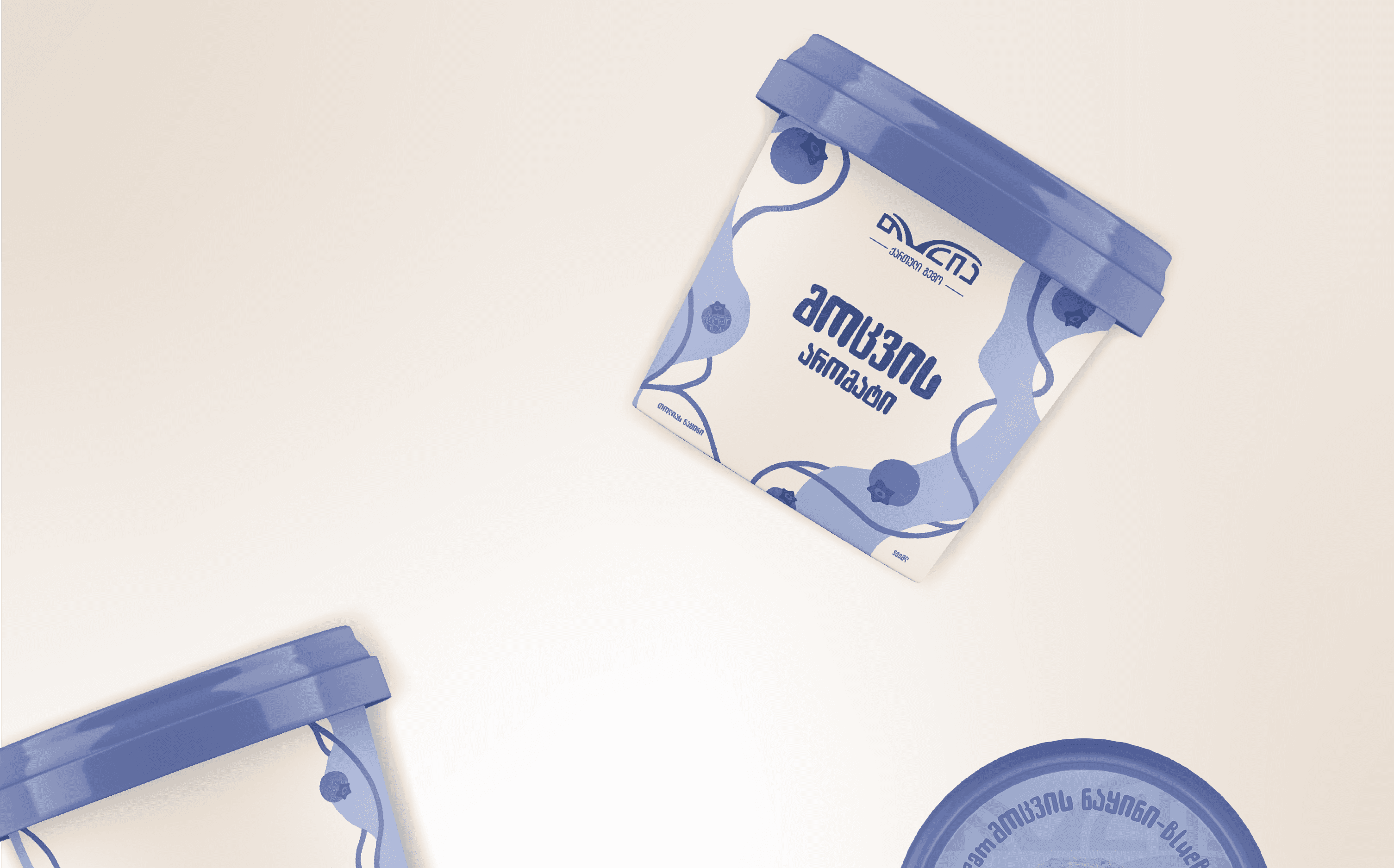 Tolia blueberry ice cream packaging mockup.
