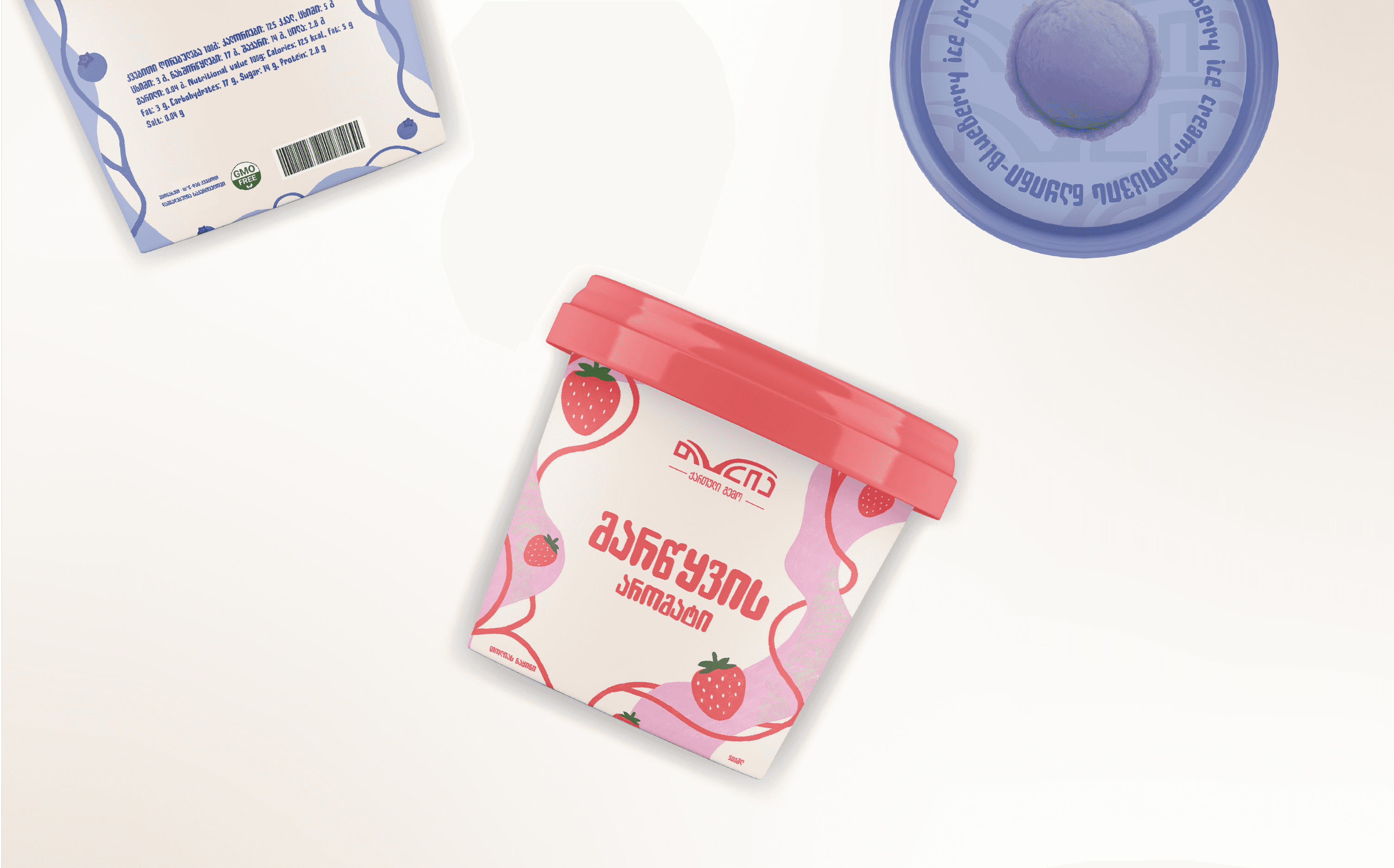 Tolia strawberry ice cream packaging mockup.