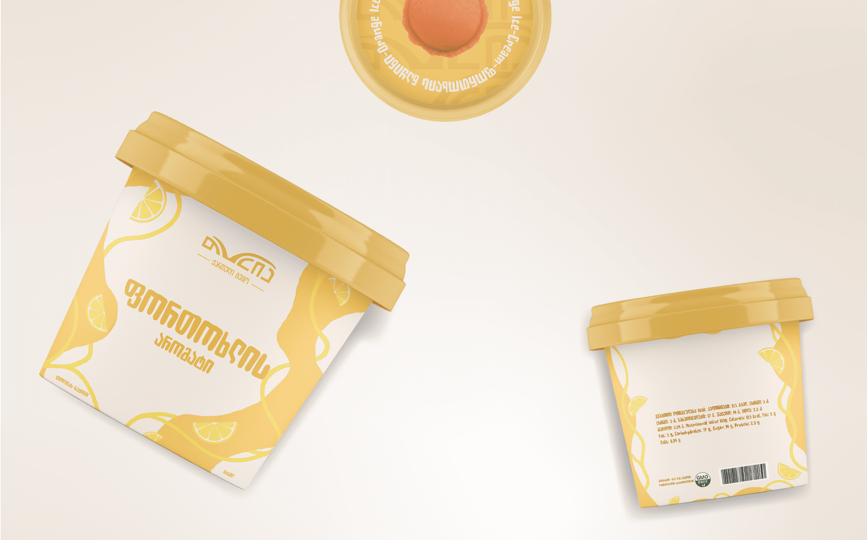 Tolia orange ice cream packaging mockups.