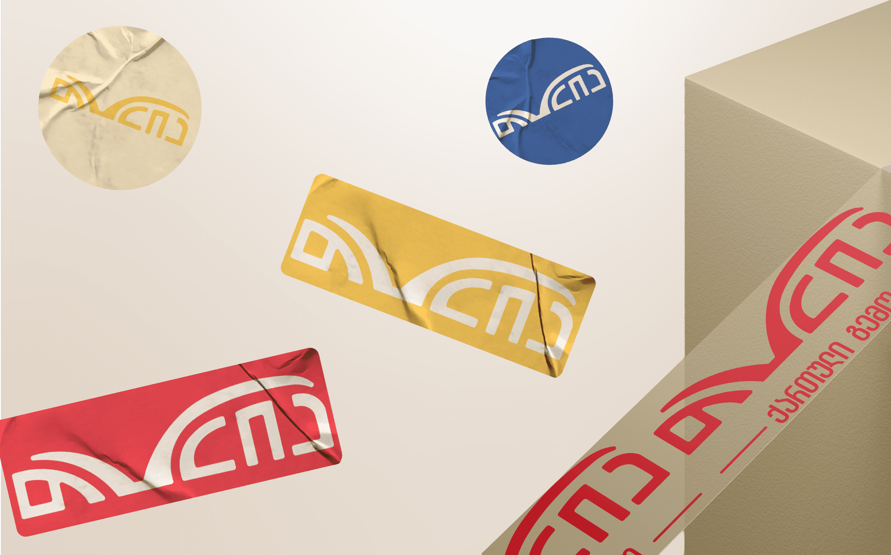 Tolia brand stickers and packaging tape.