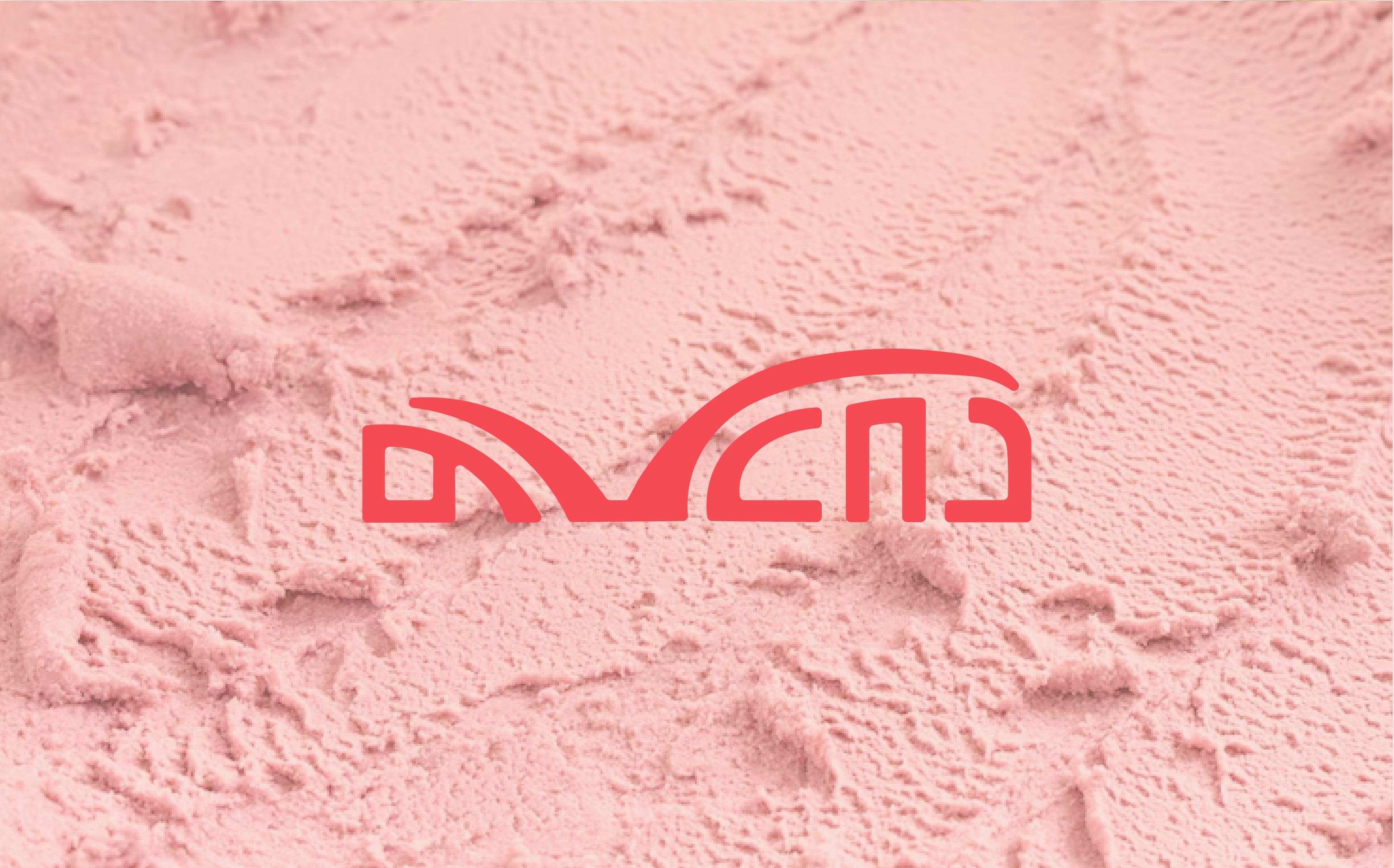 Tolia logo over strawberry ice cream.